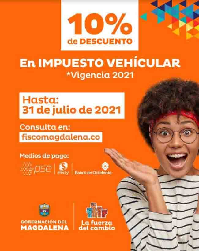 Gobernación del Magdalena invita a que aprovechen el 10% de descuento en el impuesto de tu vehículo