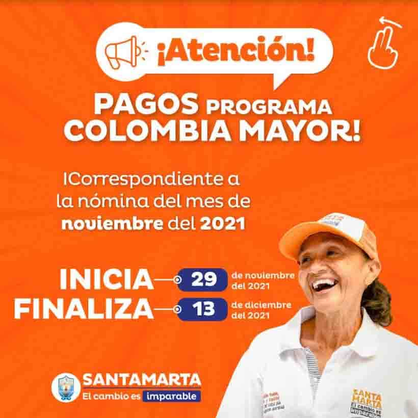 Cronograma pagos - Colombia Mayor Santa Marta