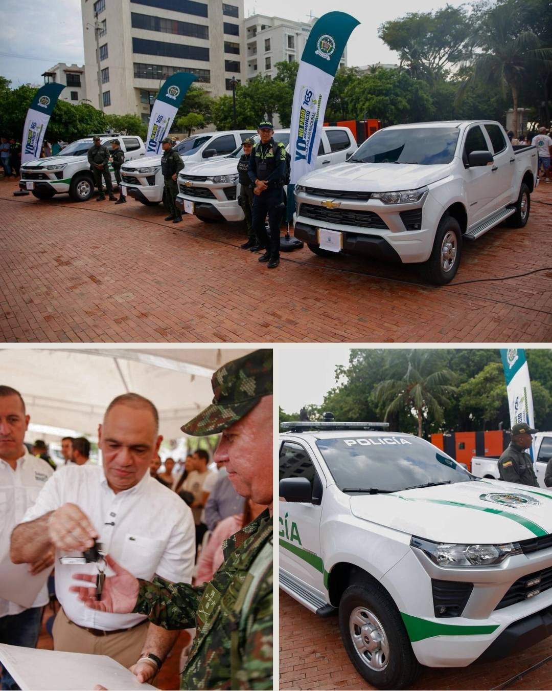 Alcalde Carlos Pinedo Cuello entregó ocho camionetas a la Fuerza Pública para fortalecer la seguridad en Santa Marta