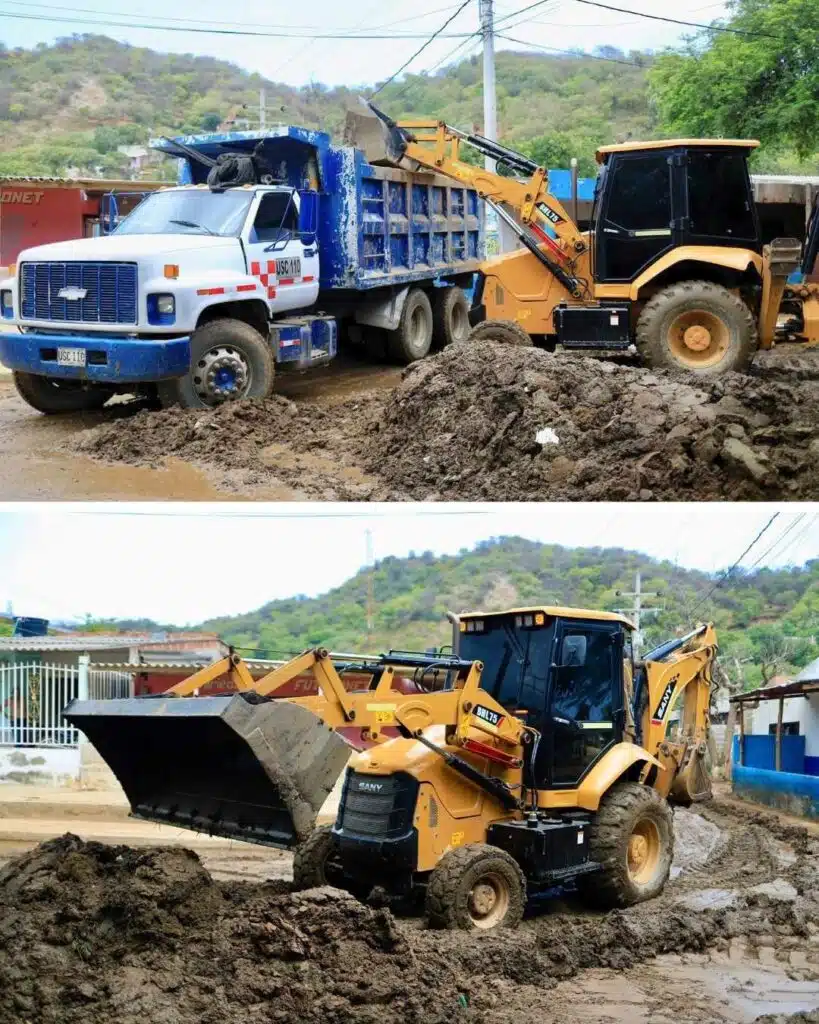 Carlos Pinedo dispone maquinaria amarilla para retirar sedimentos en barrios afectados por las lluvias