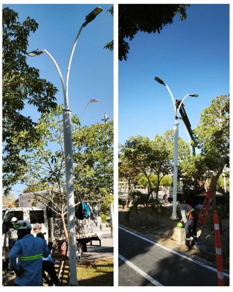 Alcaldía de SantaMarta avanza en modernización del alumbrado público en el Polideportivo