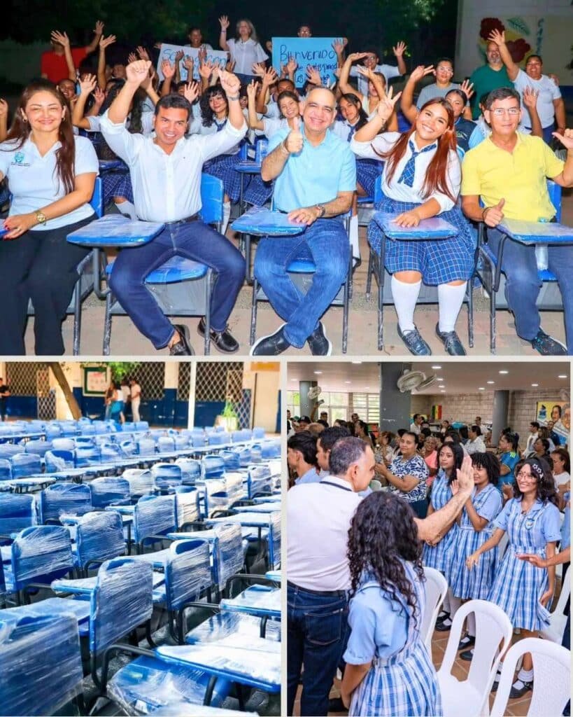Alcalde Carlos Pinedo entrega 700 pupitres a 3 instituciones educativas y completa 2.400 en dos meses
