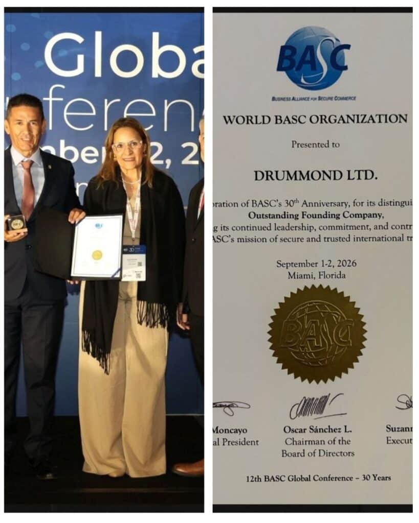 Drummond recibe reconocimiento internacional en el 12º Congreso Mundial BASC 2026